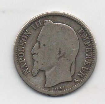 FRANCIA DEL AÑO 1868 LETRA A DE 1 FRANCO
